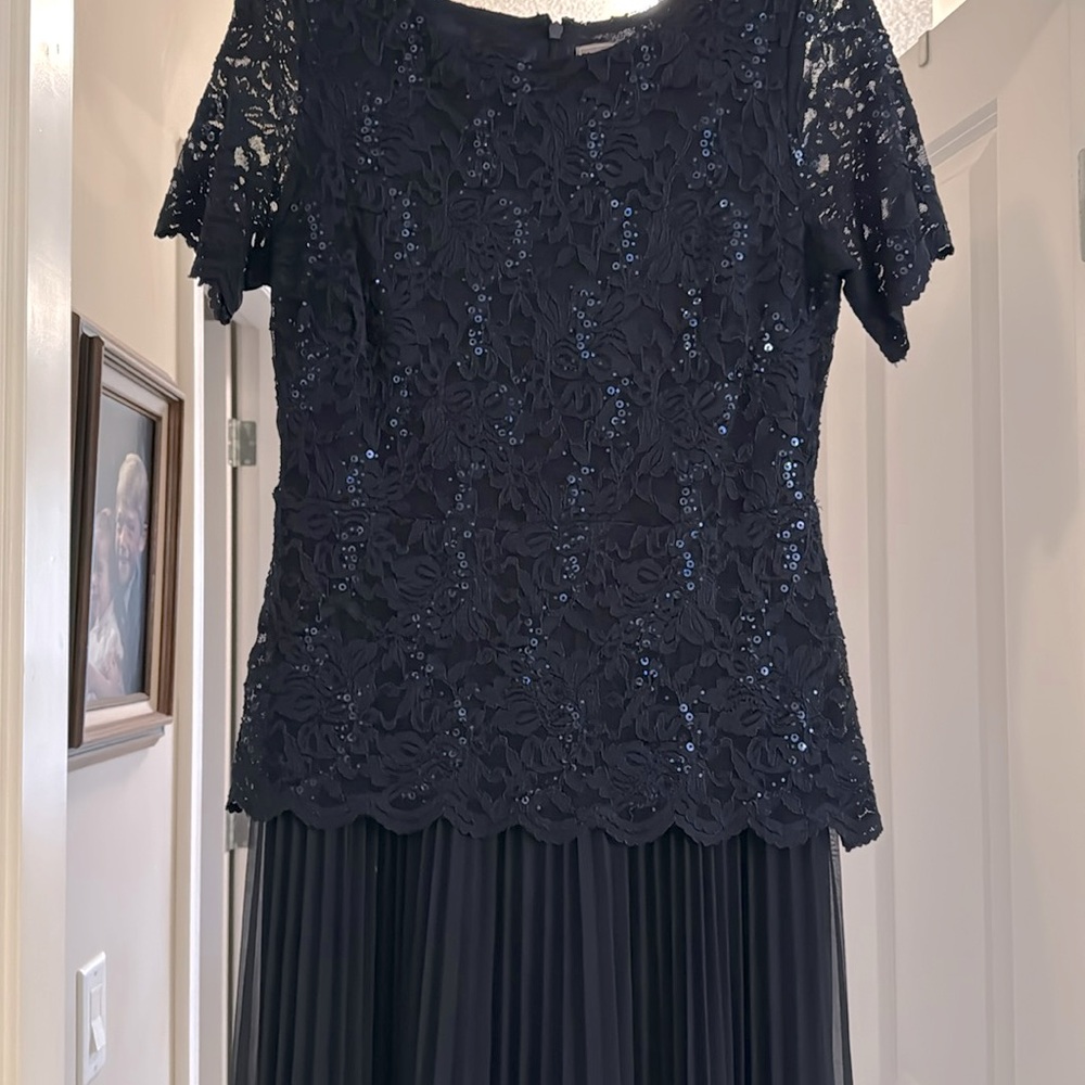 Laura Petites - Navy Lace and Sequence Dress / Gown size 8